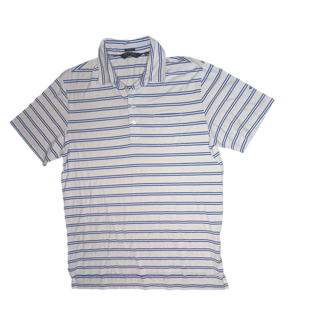 Polo Golf Ralph Lauren Polo Mens‎ L White Blue Vintage Lisle Striped Pima Cotton